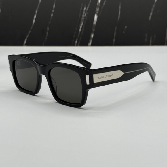 NEW SL617 001 SAINT LAURENT SQUARE SL 617 001 BLACK UNISEX SUNGLASSES - Picture 5 of 11